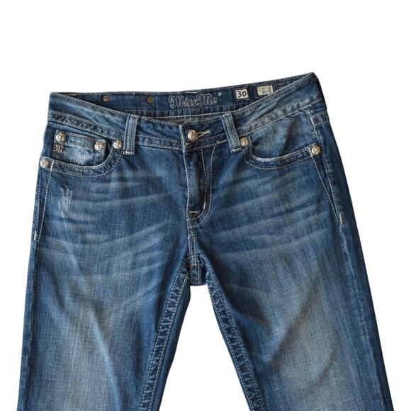 Miss Me Jeans Size 30 White Star Pocket Low Rise Bootcut Denim - Picture 3 of 9